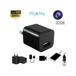 Trade Shop - Caméra Cachée Spycam Chargeur De Batterie Smartphone Adaptateur Usb 32 Go Hd -