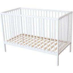 Lit bébé à barreaux en bois massif avec sommier réglable en hauteur 120x60 blanc - Blanc