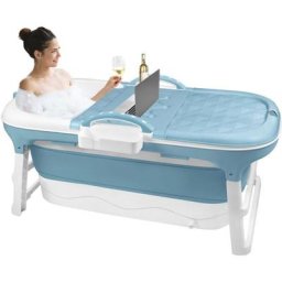 Baignoire Pliable Idéale pour Salle de Bain, Douche et Balcon, Avec Housse et Rouleaux de Massage,