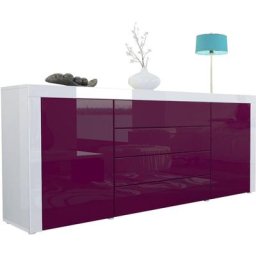 Buffet Commode Dressoir Crédence La Paz V1 Blanc, haute brillance, tons naturels - Mûre haute