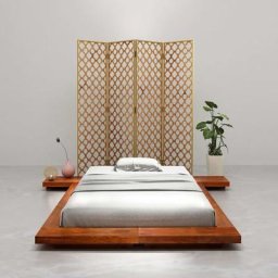 Lit adulte pour 1 personnes, Structure de lit, Assemblage Facile, Futon japonais Bois d'acacia