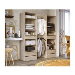 Kit dressing 2 colonnes + 2 penderies + 6 tiroirs - Décor chene clair - L 177 x P 48 H 200,2 cm