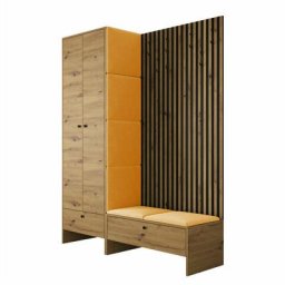 Ensemble entrée Hartford 320, Chêne artisanal + Manila 32, 206x145x44cm, Noir, Chêne artisanal,