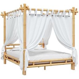 Lit à baldaquin 160x200 cm Bambou Vidaxl Marron