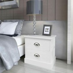 Lot de 2 Tables de nuit - Moderne Table de chevet 2 pcs Blanc FR34760