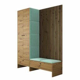 Ensemble entrée Hartford 320, Chêne artisanal + Manila 11, 206x145x44cm, Noir, Chêne artisanal,