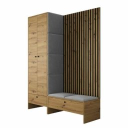 Ensemble entrée Hartford 320, Chêne artisanal + Manila 16, 206x145x44cm, Noir, Chêne artisanal,