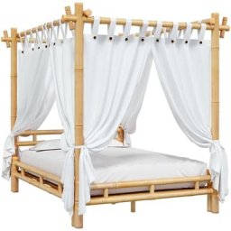 Lit à baldaquin 140x200 cm Bambou Vidaxl Marron