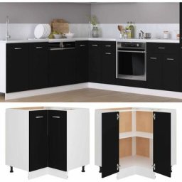 Meuble bas haut de Cuisine - Moderne Armoire plancher d'angle Noir 75,5x75,5x80,5 cm Aggloméré