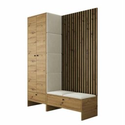 Ensemble entrée Hartford 320, Chêne artisanal + Manila 02, 206x145x44cm, Noir, Chêne artisanal,