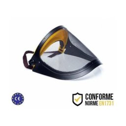 Visière de protection relevable grillagée en métal avec élastique