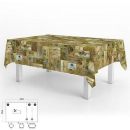 Nappe Anti-tache Rectangulaire Toile cirée 140 x 250 cm. Planches de vin