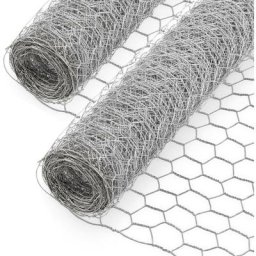 Grillage à poule 1x25m (lot de 2), triple torsion, acier et PVC - Gris