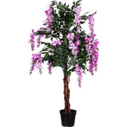Arbre artificiel glycine 120 cm, 756 feuilles, fleurs roses - Plantasia