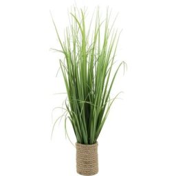 Graminées artificielles pot en corde hauteur 65 cm - Vert