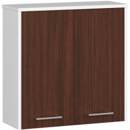Armoire salle de bains Akord fin, accr. au mur Blanche 60 cm 2 portes façade Wengé 2 étagères