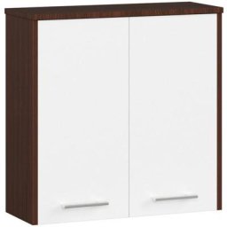 Armoire salle de bains Akord fin, accr. au mur Wengé 60 cm 2 portes façade Blanche 2 étagères