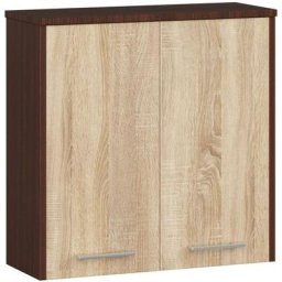 Armoire salle de bains Akord fin, accr. au mur Wengé 60 cm 2 portes façade Chêne Sonoma 2 étagères