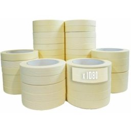 Tecplast - Lot de 1080 Rubans de masquage 25 mm x 50 m jusqu'à 80° - Adhésif de masquage jaune pour