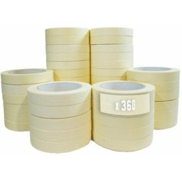 Lot de 360 Rubans de masquage 25 mm x 50 m jusqu'à 80° - Adhésif de masquage jaune pour la peinture