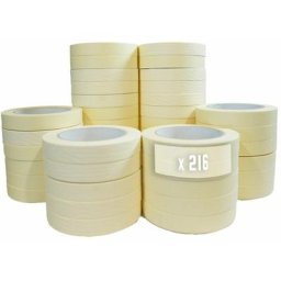 Tecplast - Lot de 216 Rubans de masquage 25 mm x 50 m jusqu'à 80° - Adhésif de masquage jaune pour