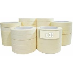 Tecplast - Lot de 36 Rubans de masquage 25 mm x 50 m jusqu'à 80° - Adhésif de masquage jaune pour