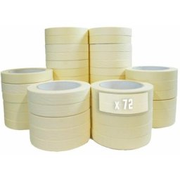 Tecplast - Lot de 72 Rubans de masquage 25 mm x 50 m jusqu'à 80° - Adhésif de masquage jaune pour