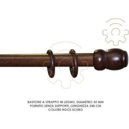 Tringle A rideau en bois de noyer foncA 35 mm longueur 240 cm sans supports
