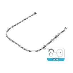 Tringles à Rideaux De Douche En u 80 x (80-120) x 80 cm, Barre Rideau De Baignoire Douche Angle