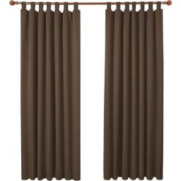 Lot de 2 Rideaux Occultant Isolant Thermiques Salon à Pattes, Taille Moyenne, 140x220 cm, Brun
