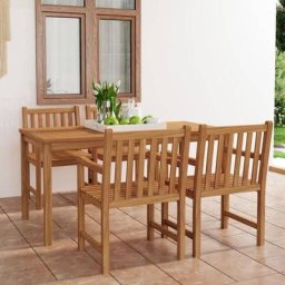 Ensemble Table et Chaise de Jardin 5 pcs - Ensemble de salle à manger de jardin Bois de teck massif