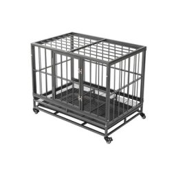 36.5 Heavy Duty Dog Cage Crate Kennel Metal Pet Playpen Portable with Tray Silver