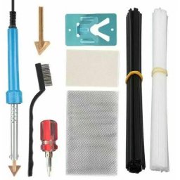Plastic Welding Kit 80w Soldering Iron With Stand, Rods, Stainless Steel Wire Mesh, Sandpaper,