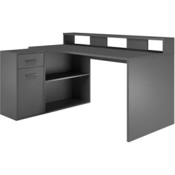 GamerBüro Mobilier de bureau Gamer, 1 porte, 1 tiroir, 2 espaces ouverts, anthracite mat.