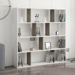 Cotecosy - tagère bibliothèque Repono 145cm Bois Wengé et Blanc - Wenge