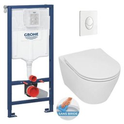 Pack wc Bâti-support Rapid sl + wc sans bride Serel SP26, fixations invisibles + abattant softclose