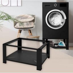 Ml-design - Socle pour machine à laver en acier noir accessoire avec étagère 63x54x32 cm