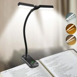 Blue Dream - Lampe de Lecture Double Tête 14 LEDs, Liseuse Lampe Clip usb Rechargeable, Lumière du