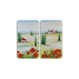 Protection plaque de cuisson, couvre plaque de cuisson en verre Toscane, Lot de 2, verre trempé,