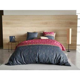 Housse de couette 140x200 Lily + 1 taie 100% coton 57 fils - Bleu
