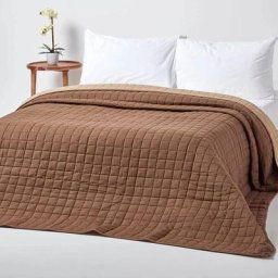 Couvre-lit matelassé bicolore & réversible en coton - Chocolat & Beige - 230 x 250 cm - Chocolat &