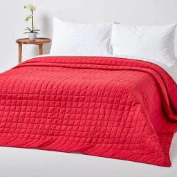 Couvre-lit matelassé bicolore & réversible en coton - Rouge & Blanc - 150 x 200 cm - Rouge & Blanc