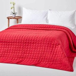 Couvre-lit matelassé bicolore & réversible en coton - Rouge & Blanc - 230 x 250 cm - Rouge & Blanc
