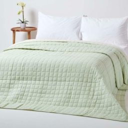 Couvre-lit matelassé bicolore & réversible en coton - Vert sauge & Crème - 150 x 200 cm - Vert