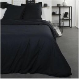 Parure de lit Coton 2 personnes - 200x200 cm - Uni Noir Sacha - Today