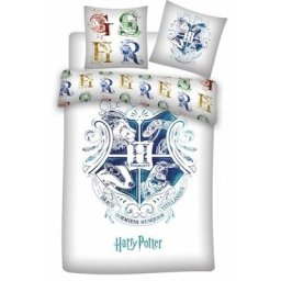 Poudlard - Parure de Lit Coton Enfant Ecole des Sorciers - Housse de Couette 140x200 cm Taie 65x65