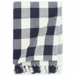 Vidaxl - Couverture Coton Carreaux 160x210 cm Bleu marine Navy blue