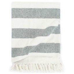 Vidaxl - Couverture Coton Rayures 160x210 cm Vert foncé Dark green