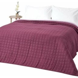 Couvre-lit matelassé bicolore & réversible en coton - Violet & Lavande - 200 x 200 cm - Violet &