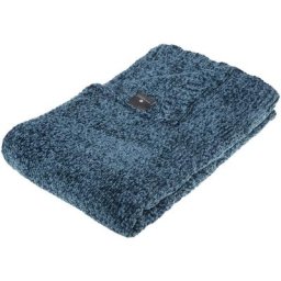 Plaid Chenil Flower Canard 130 x 180 - Atmosphera créateur d'intérieur - Bleu canard